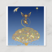 Blauwe hemel: sterren, een vogel en een gouden boo contactkaartje (Voorkant)