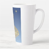 Blauwe hemel: sterren, een vogel en een gouden boo latte mok (Rechts)