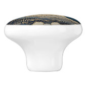 Blauwe hemel sterren maan retro keramische knop (Zijkant)