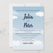 Blauwe hemel troebele huwelijksuitnodiging kaart (Voorkant)