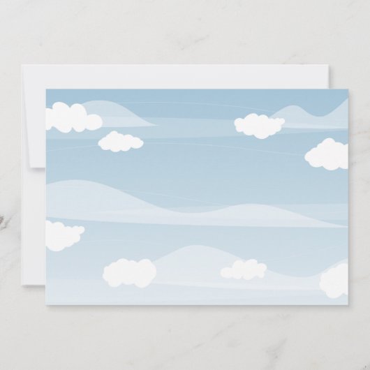 Blauwe hemel troebele huwelijksuitnodiging kaart (Achterkant)
