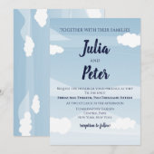 Blauwe hemel troebele huwelijksuitnodiging kaart (Voorkant / Achterkant)