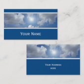 Blauwe hemel, wolken en jouw tekst visitekaartje (Voorkant / Achterkant)