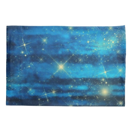 Blauwe hemelgele sterren kussensloop (Achterkant)