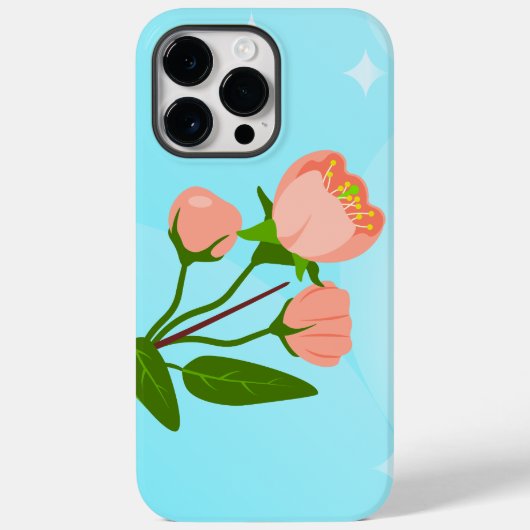 Blauwe hemelgradiënt met bloeiende veertak Case-Mate iPhone case (Achterkant)