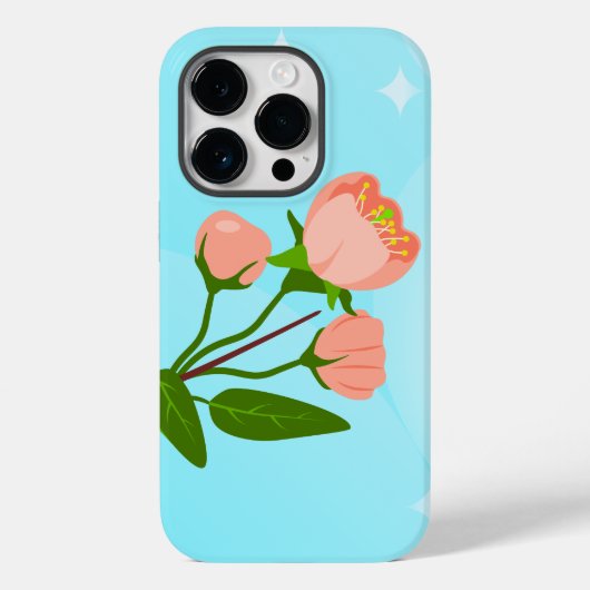 Blauwe hemelgradiënt met bloeiende veertak Case-Mate iPhone case (Achterkant)