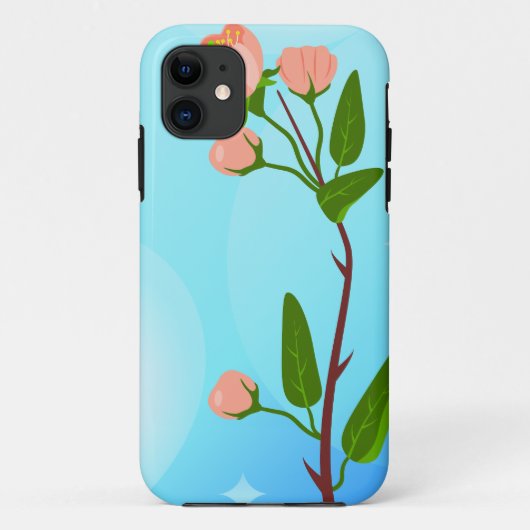 Blauwe hemelgradiënt met bloeiende veertak Case-Mate iPhone case (Achterkant)