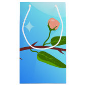 Blauwe hemelgradiënt met bloeiende veertak klein cadeauzakje (Achterkant)