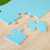 Blauwe hemelgradiënt met bloeiende veertak legpuzzel (Zijkant)