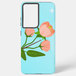 Blauwe hemelgradiënt met bloeiende veertak samsung galaxy hoesje