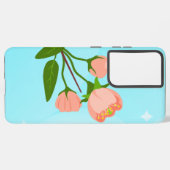 Blauwe hemelgradiënt met bloeiende veertak samsung galaxy hoesje (Achterkant horizontaal)