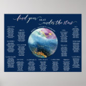 Blauwe hemellichamen Tabelscharnierscharnierscharn Poster (Voorkant)