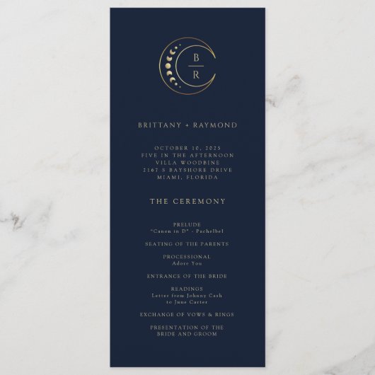 Blauwe hemelse bruiloft programmakaart (Voorkant)