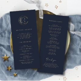 Blauwe hemelse bruiloft programmakaart