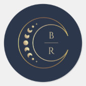 Blauwe hemelse bruiloft ronde sticker (Voorkant)