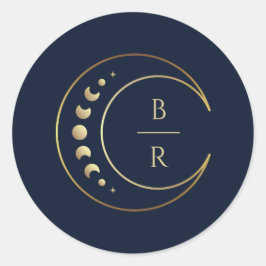 Blauwe hemelse bruiloft ronde sticker