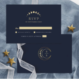 Blauwe hemelse bruiloft RSVP kaartje