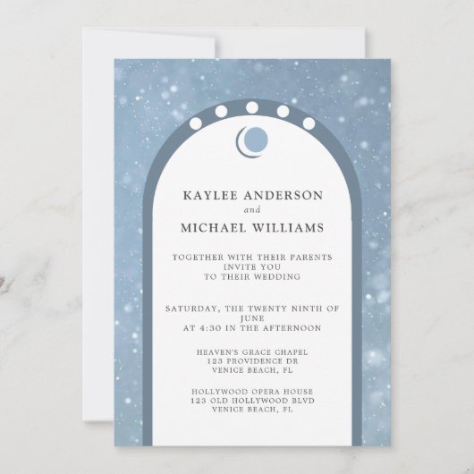 Blauwe hemelse bruiloft uitnodiging (Voorkant)