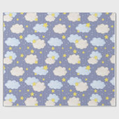  Blauwe Hemelse Sterren En Wolken  Cadeaupapier (Vlak)