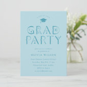 Blauwe Hemelse Typografie Grad-feest Kaart (Staand voorkant)