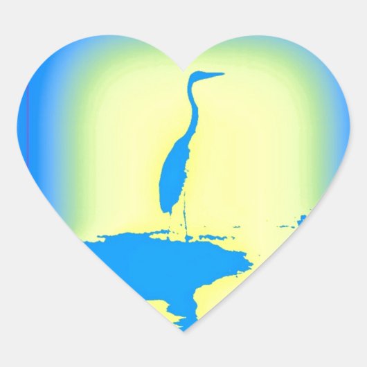 blauwe herentropische zonsopgang hart sticker (Voorkant)