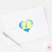 blauwe herentropische zonsopgang hart sticker (Envelop)