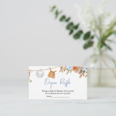 Blauwe Herfst Bloemen Pompoen Baby Luier Raffle Informatiekaartje (Staand voorkant)