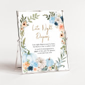 Blauwe Herfst Bloemen Pompoen Late Night Luiers Poster