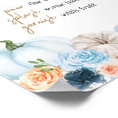 Blauwe Herfst Bloemen Pompoen Mom Osa Bar Poster (Hoek)