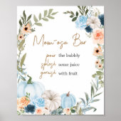 Blauwe Herfst Bloemen Pompoen Mom Osa Bar Poster (Voorkant)