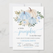 Blauwe Herfst bloemenpompoen Kaart (Voorkant)