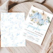 Blauwe Herfst bloemenpompoen Kaart