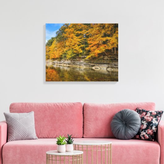 Blauwe herfst canvas afdruk (Insitu (Woonkamer))