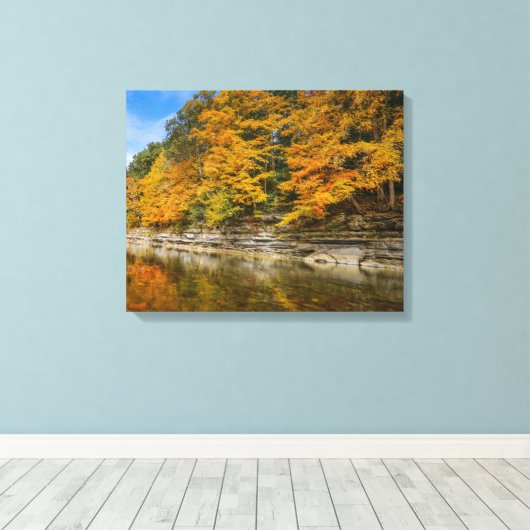 Blauwe herfst canvas afdruk (Insitu (Houten vloer))