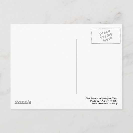 Blauwe herfst - Cyanotype-effect Briefkaart (Achterkant)