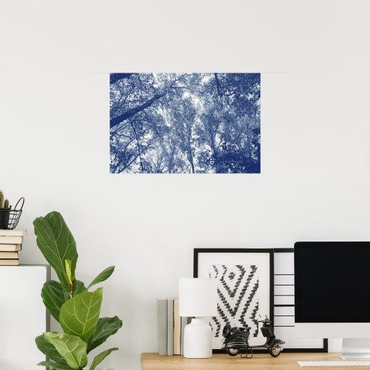 Blauwe herfst - Cyanotype-effect Poster (Thuiskantoor)