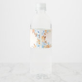 Blauwe Herfst Floral Pumpkin Baby shower Waterfles Etiket (Achterkant)