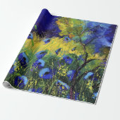 Blauwe herfst, Kunst Cadeaupapier (Uitgerold)