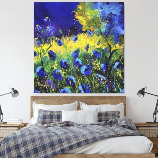 Blauwe herfst, Kunst Canvas Afdruk (Insitu (Slaapkamer))