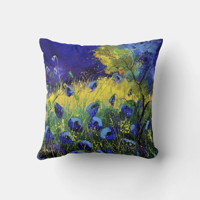 Blauwe herfst, Kunst Kussen (Achterkant)