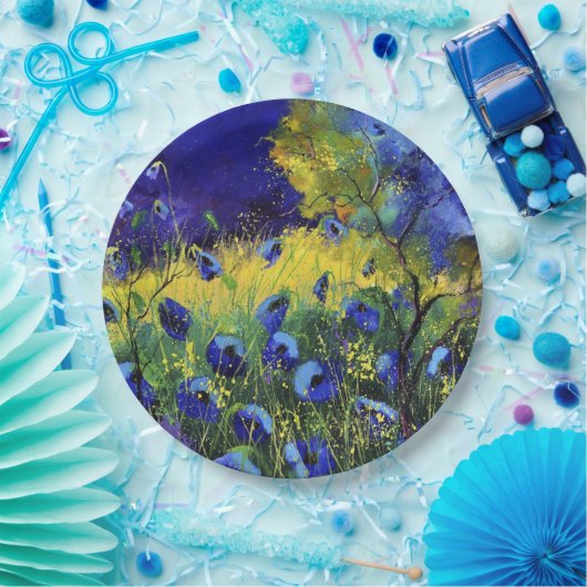 Blauwe herfst, Kunst Papieren Bordje (Feest)
