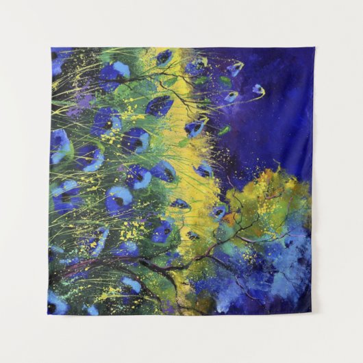 Blauwe herfst, Kunst Wandkleed (Voorkant (horizontaal))