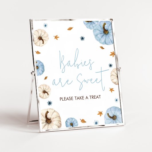 Blauwe Herfst Pompoen Baby shower Baby's zijn zoet Poster