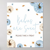 Blauwe Herfst Pompoen Baby shower Baby's zijn zoet Poster (Voorkant)