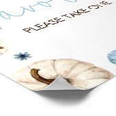 Blauwe Herfst pompoen Baby shower gunsten Poster (Hoek)