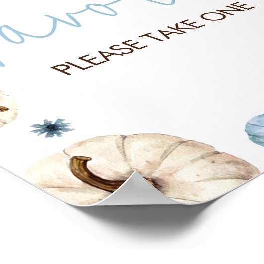 Blauwe Herfst pompoen Baby shower gunsten Poster (Hoek)