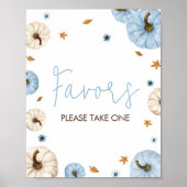 Blauwe Herfst pompoen Baby shower gunsten Poster (Voorkant)
