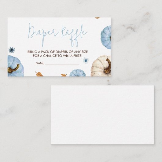 Blauwe Herfst Pompoen Baby shower Luier Raffle Informatiekaartje (Voorkant / Achterkant)