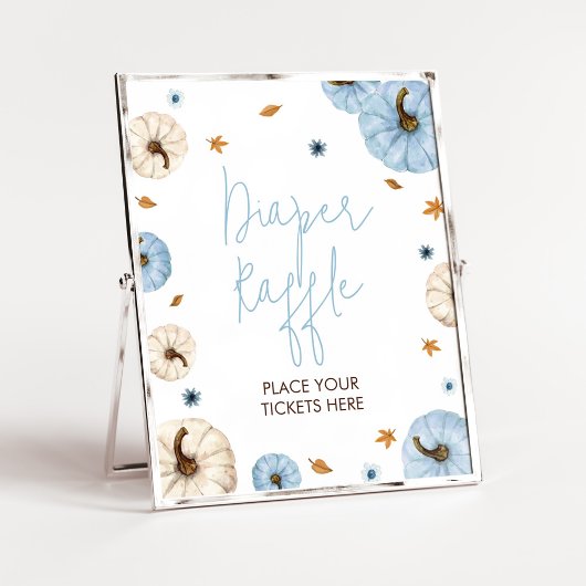 Blauwe Herfst Pompoen Baby shower Luier Raffle Poster