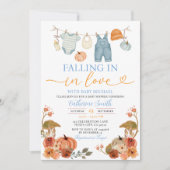 Blauwe Herfst Pompoen Babykleding Baby shower Kaart (Voorkant)